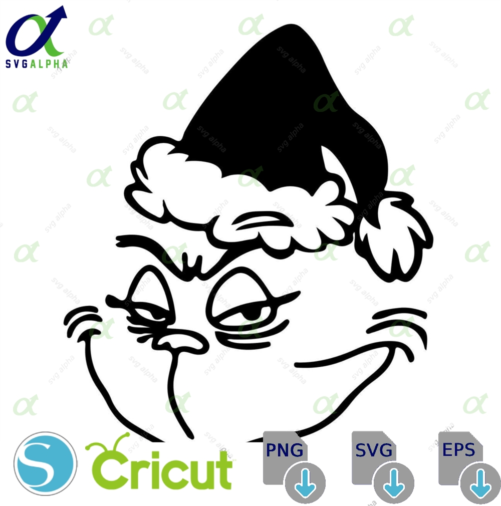 Grinch Svg Grinch Face Grinning Merry Grinchmas Ornament Instant Download